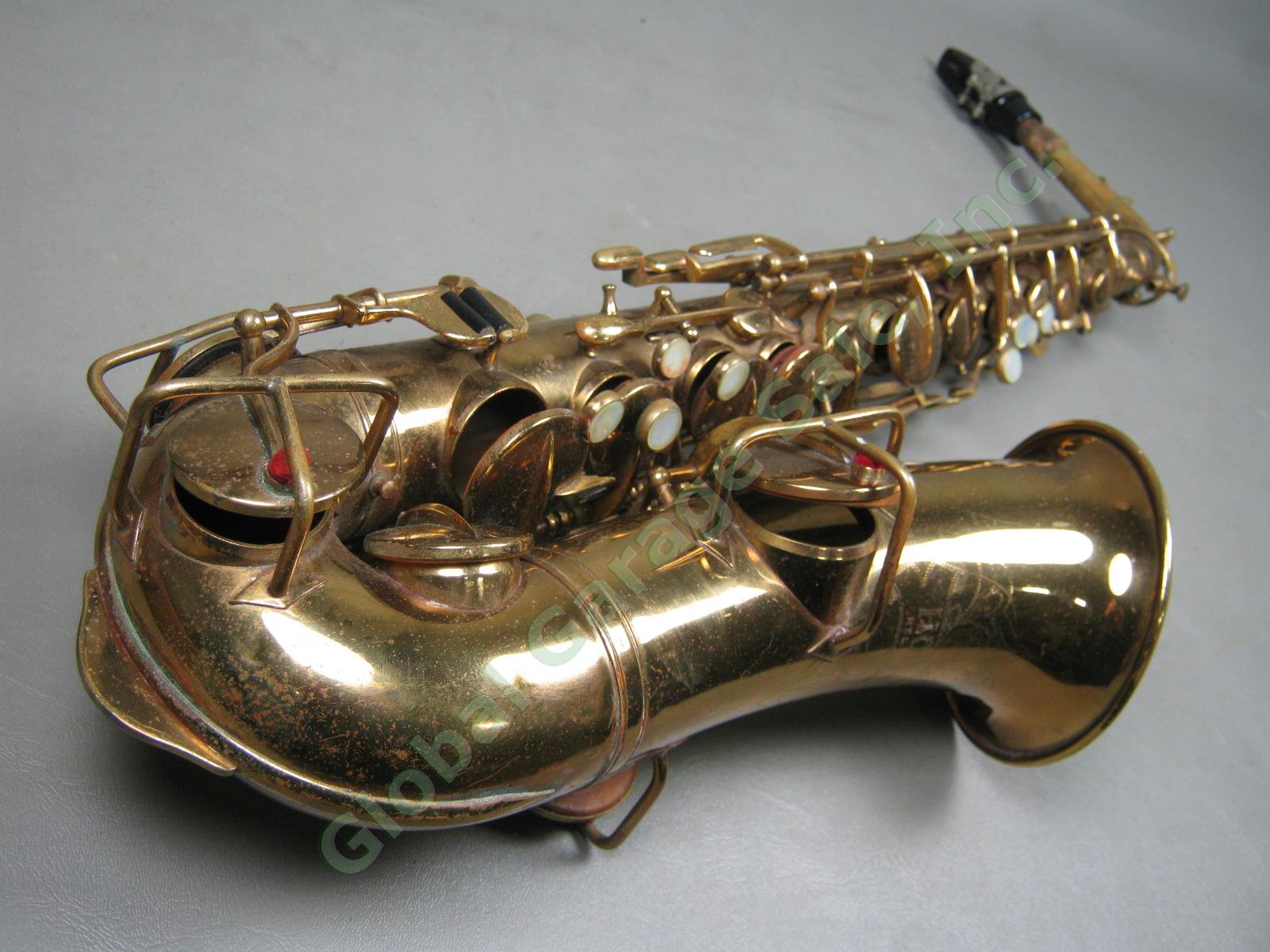 Vtg Antique Horace Alto Saxophone + Neck Mouthpiece Case Bundle Lot Ser 57147 LP 2