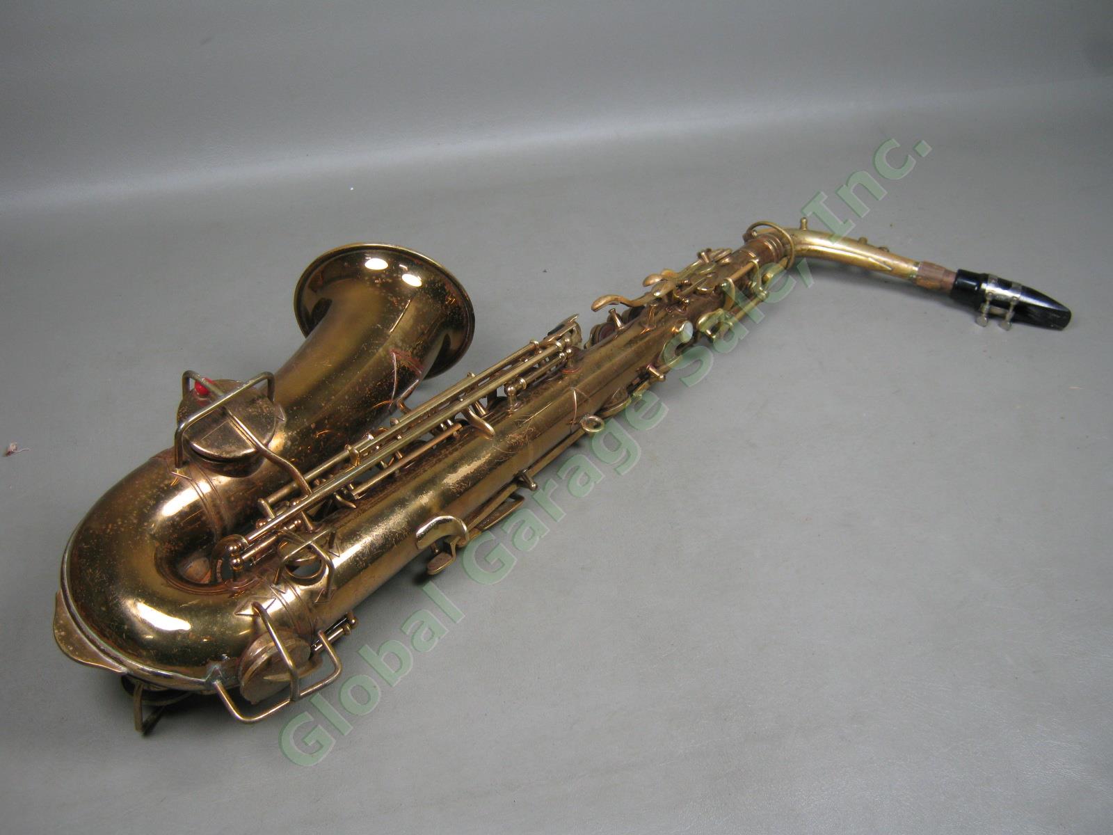 Vtg Antique Horace Alto Saxophone + Neck Mouthpiece Case Bundle Lot Ser 57147 LP 4