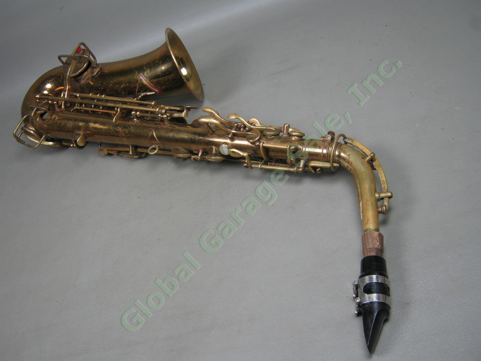 Vtg Antique Horace Alto Saxophone + Neck Mouthpiece Case Bundle Lot Ser 57147 LP 6