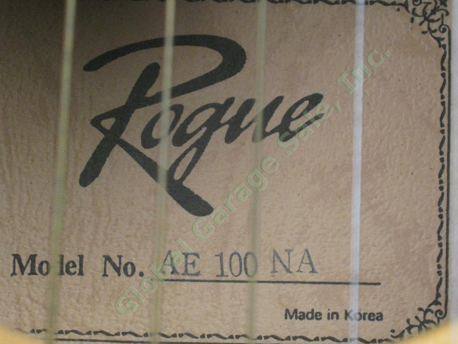 Rogue AE 100 NA 6-String Cutaway Acoustic Electric Guitar New Woven Strap Bundle 5