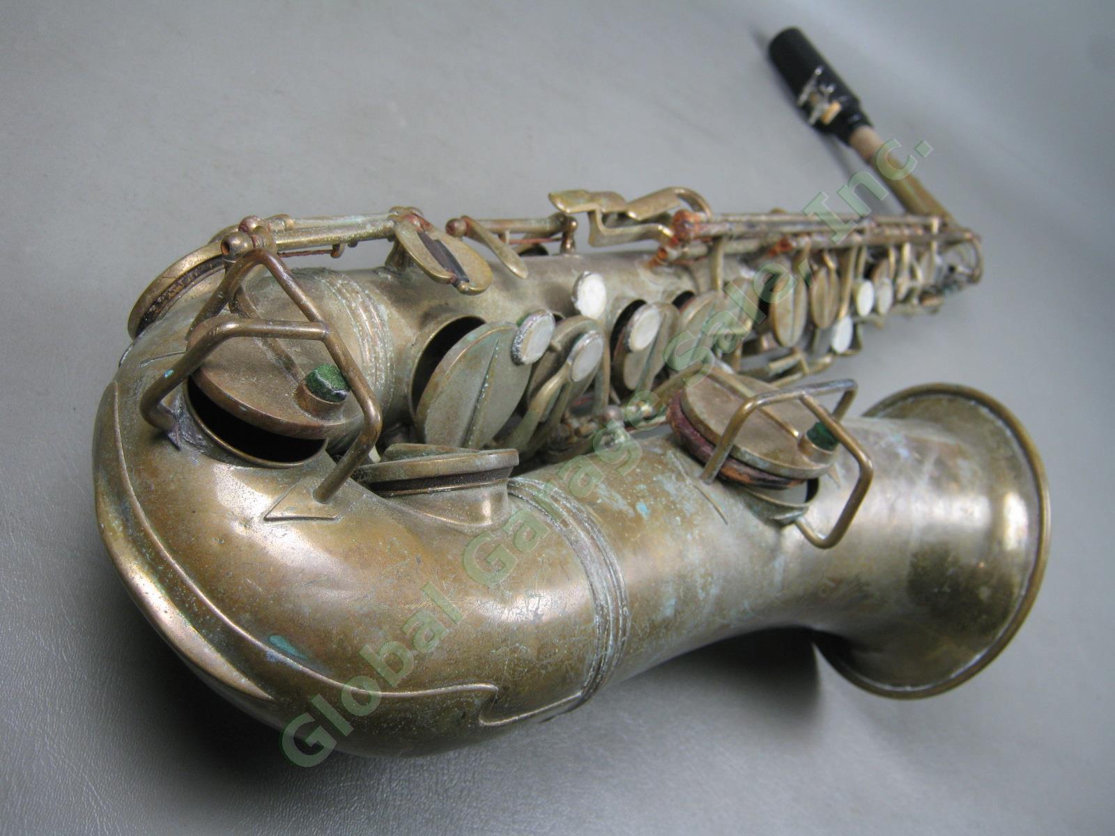 Vtg Antique Imperial Alto Saxophone Neck Mouthpiece Bundle Serial 221098 Conn??? 1