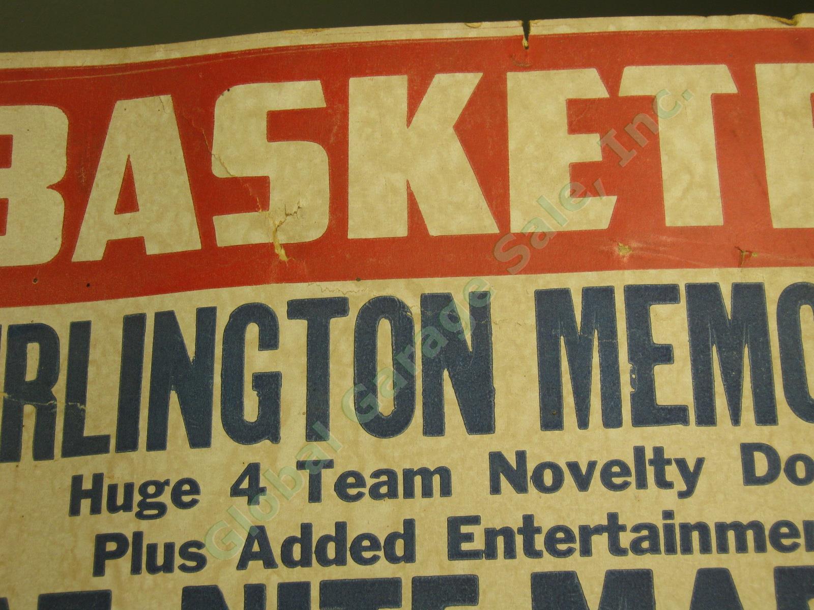 2 Vtg 1951 + 1960 Harlem Globetrotters Basketball Posters Lot Burlington Vermont 2