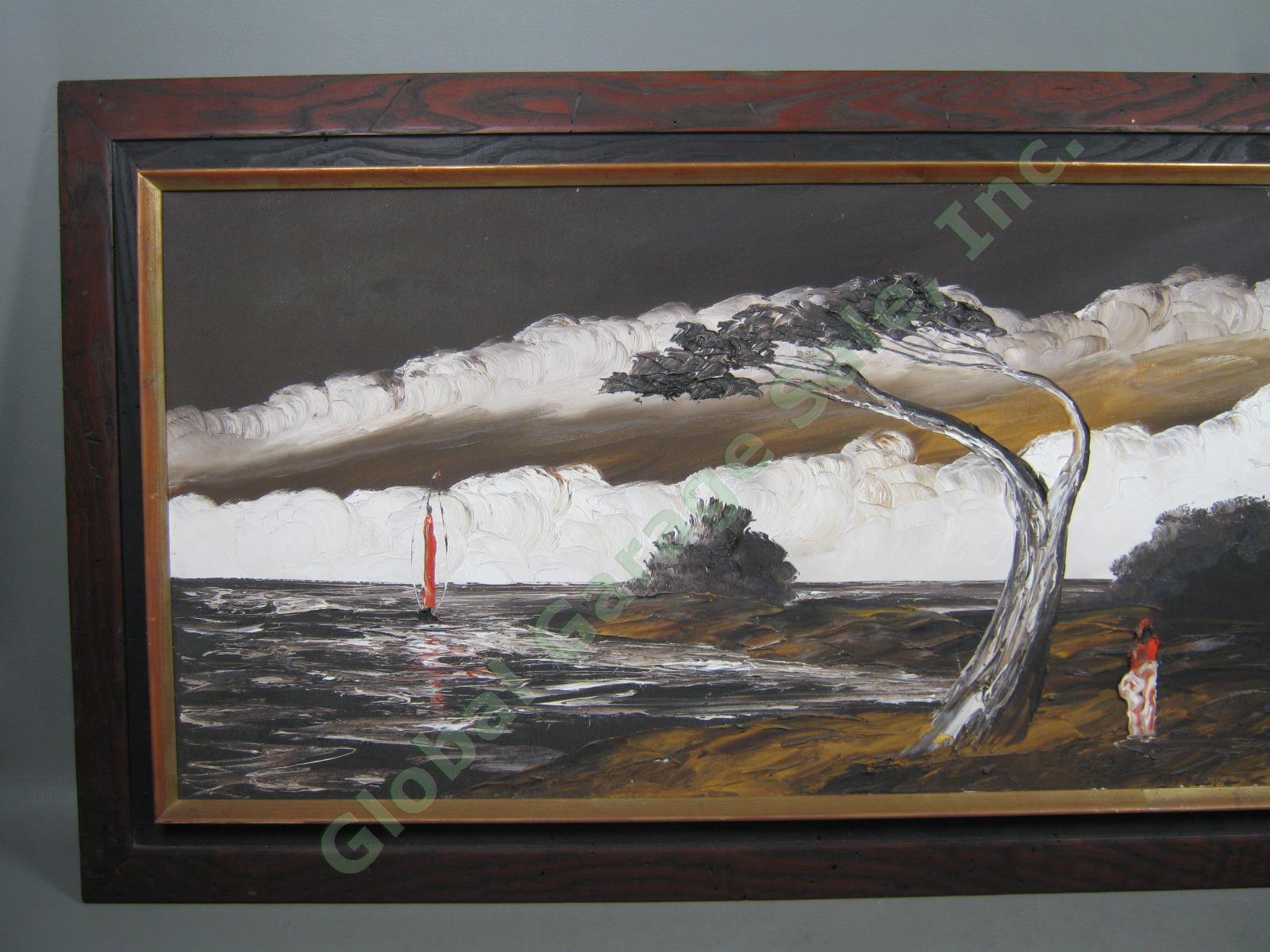 Vtg Original Signed Homer Costello Abstract Landscape Oil Painting On Canvas NR! 1