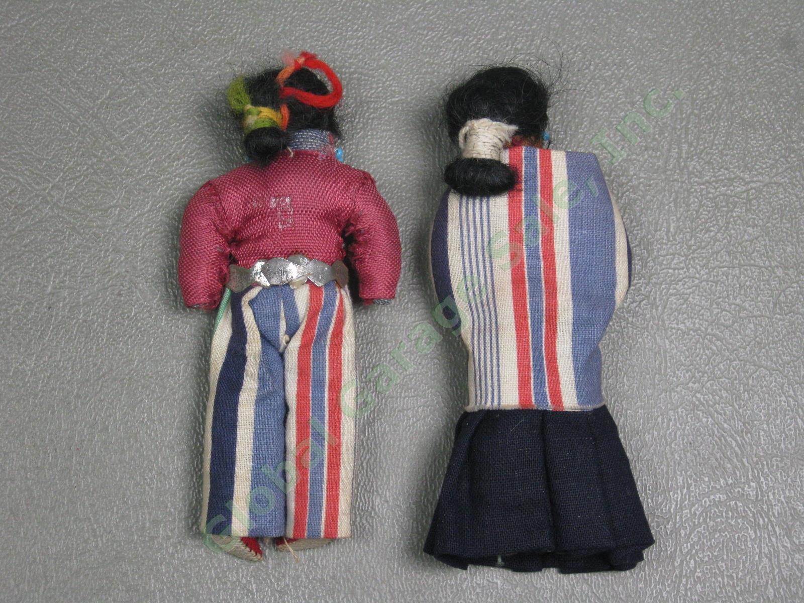 6 Vtg Antique 1940s Navajo Native American Indian Cloth Doll Lot Weaving Beaded 3