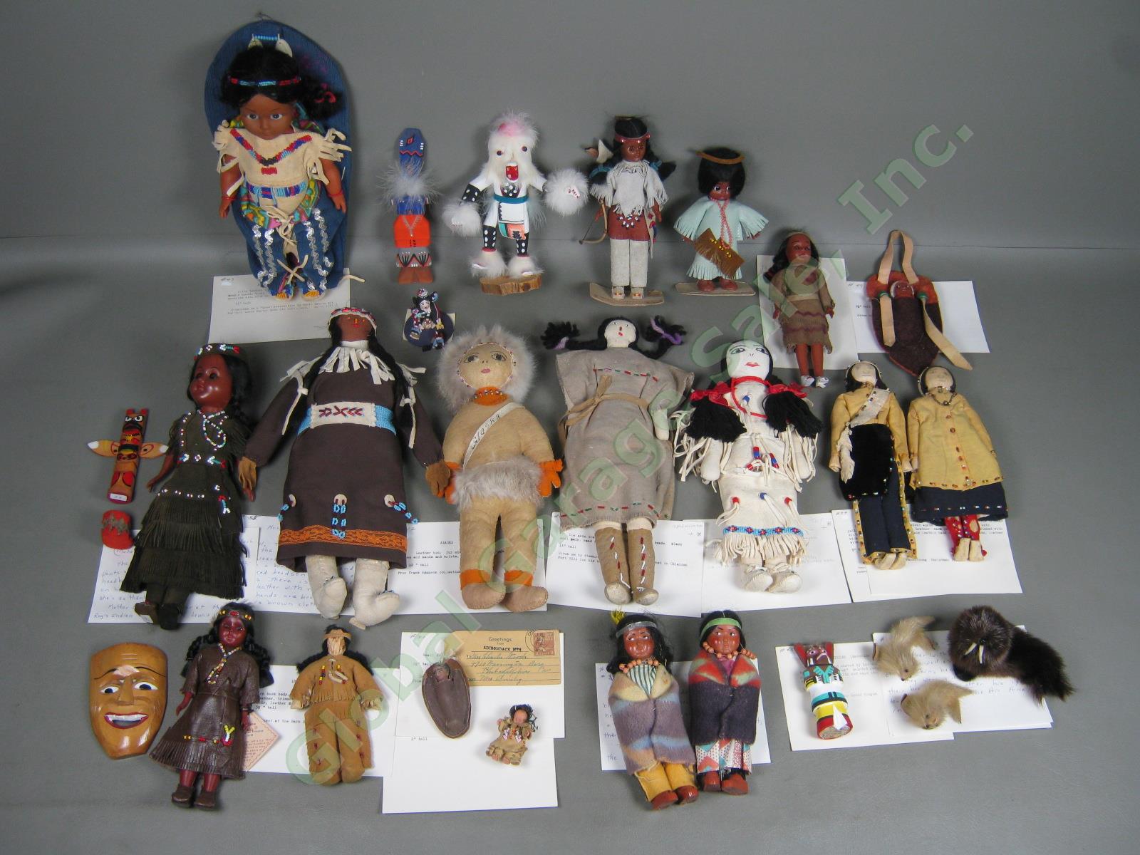 HUGE Vtg Antique 1930s-80s Native American Doll Lot Hopi Kachina Leather Beaded