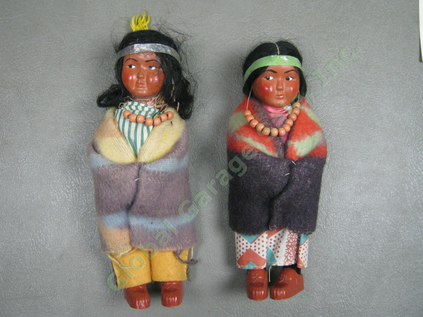 HUGE Vtg Antique 1930s-80s Native American Doll Lot Hopi Kachina Leather Beaded 13