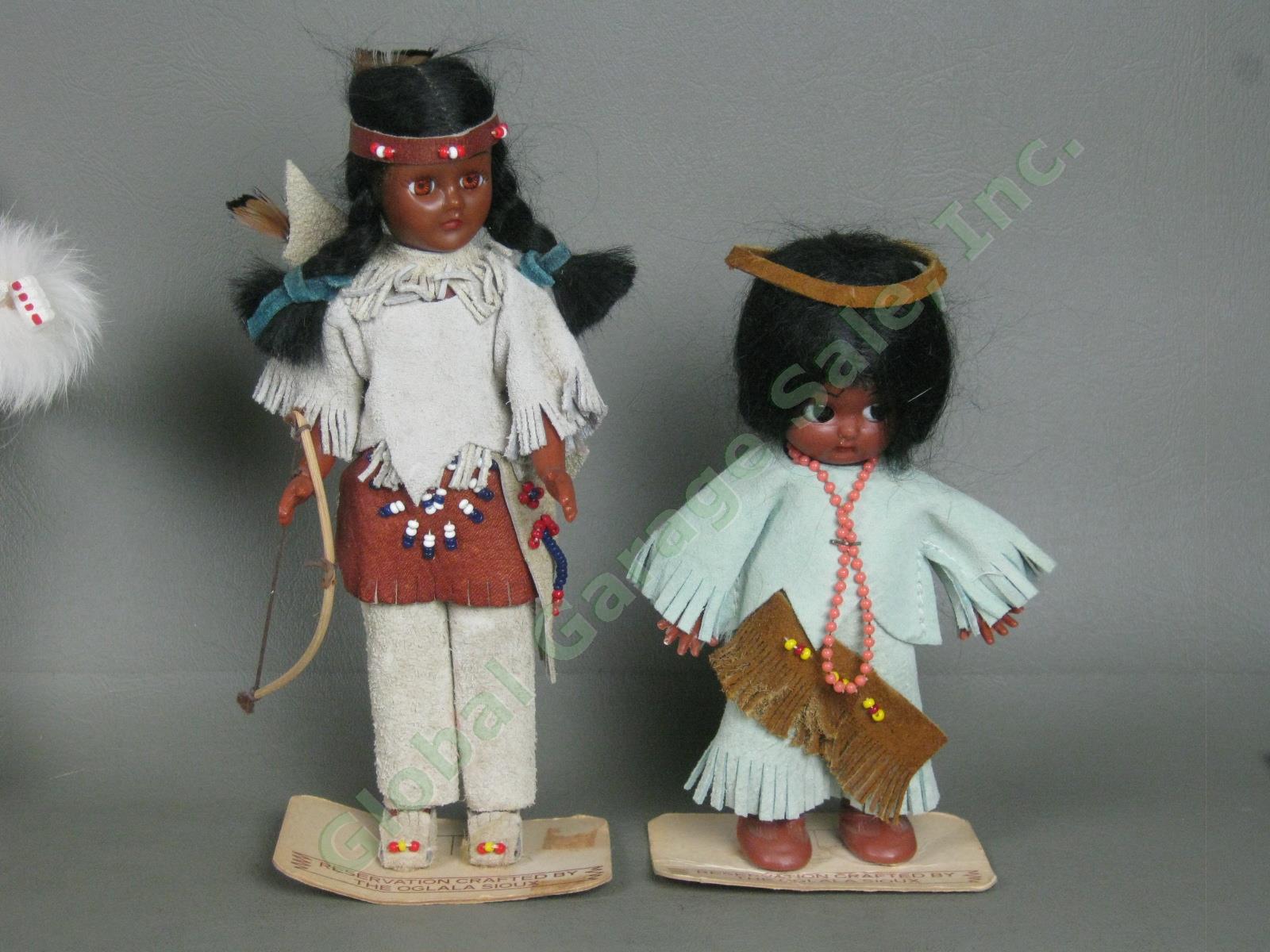 HUGE Vtg Antique 1930s-80s Native American Doll Lot Hopi Kachina Leather Beaded 35
