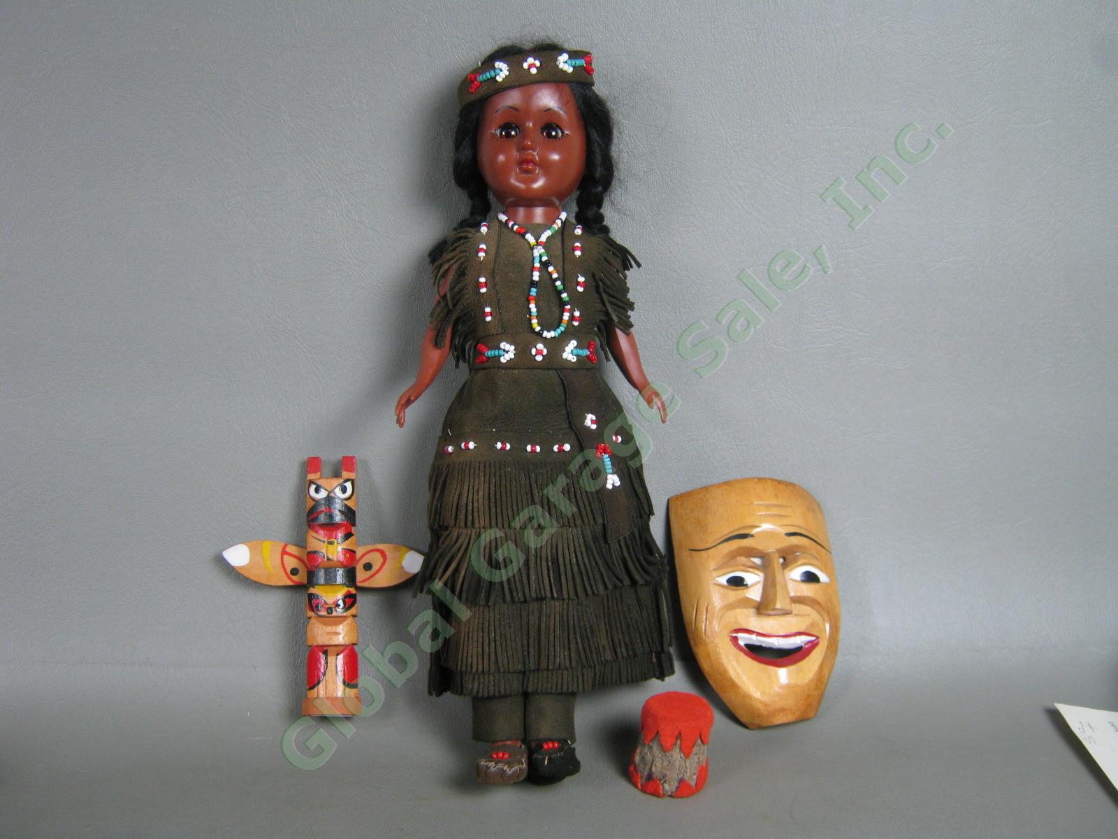 HUGE Vtg Antique 1930s-80s Native American Doll Lot Hopi Kachina Leather Beaded 42