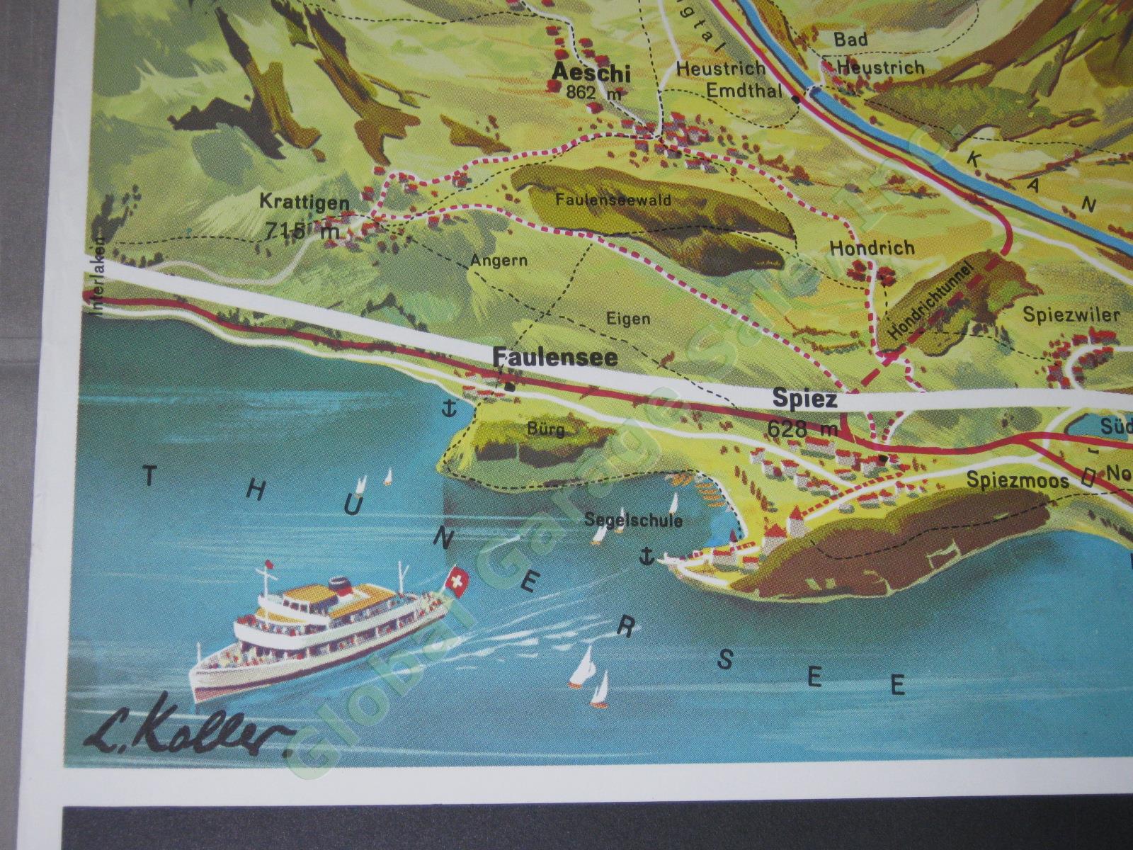 Vtg 1960 Swiss Alps Poster Loetschberg Railway Tunnel Railroad Louis Koller NR! 3