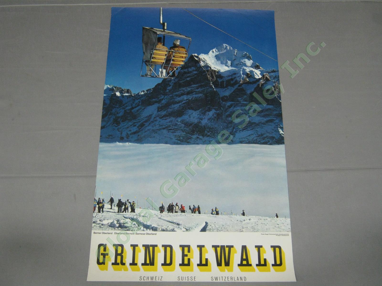 Vtg Swiss Ski Travel Poster Grindelwald Bernese Oberland Chairlift Switzerland
