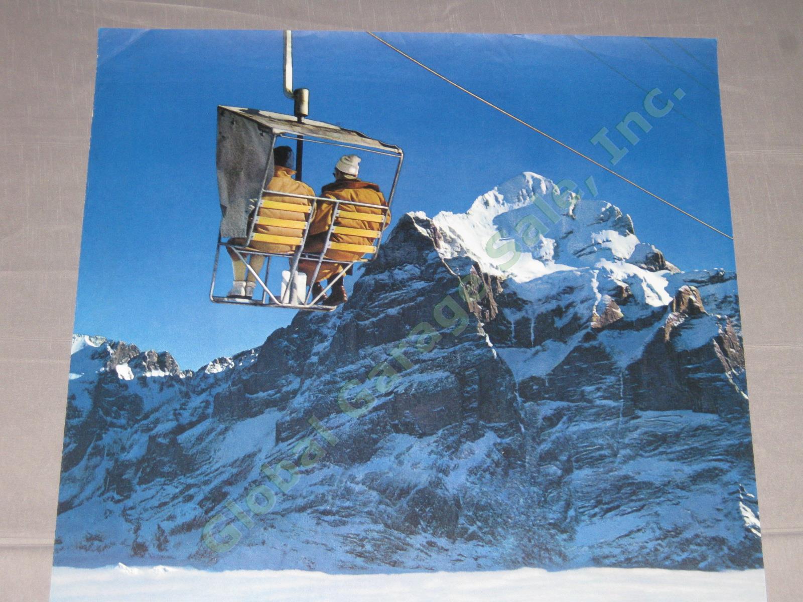 Vtg Swiss Ski Travel Poster Grindelwald Bernese Oberland Chairlift Switzerland 1