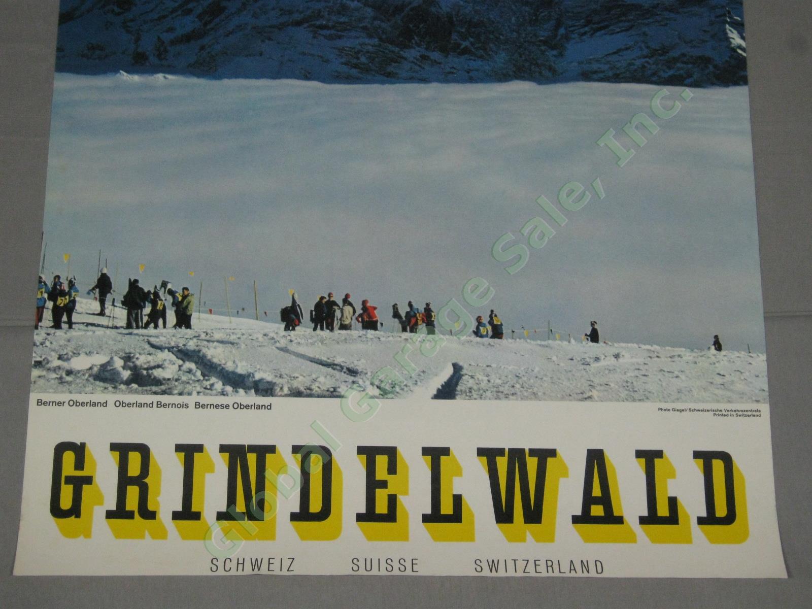 Vtg Swiss Ski Travel Poster Grindelwald Bernese Oberland Chairlift Switzerland 2