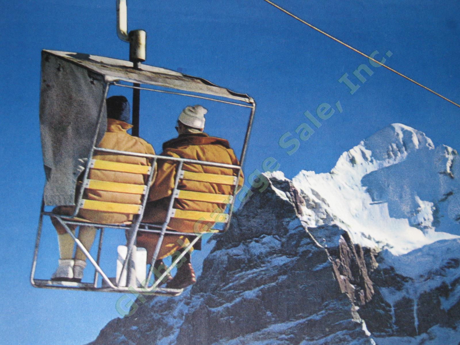 Vtg Swiss Ski Travel Poster Grindelwald Bernese Oberland Chairlift Switzerland 3