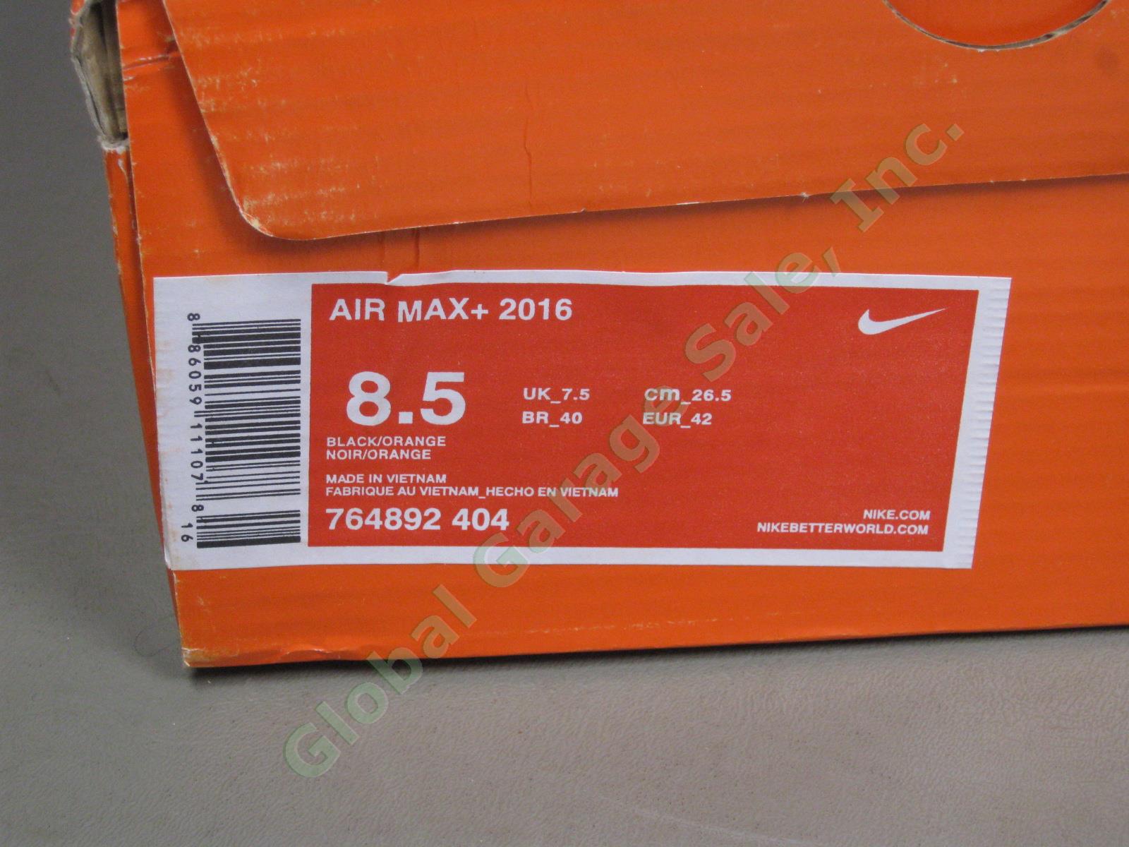 NEW Mens Nike AirMax 2016 Black/Orange Running Shoes Sneakers W/ Box 8.5 EUR 42 3