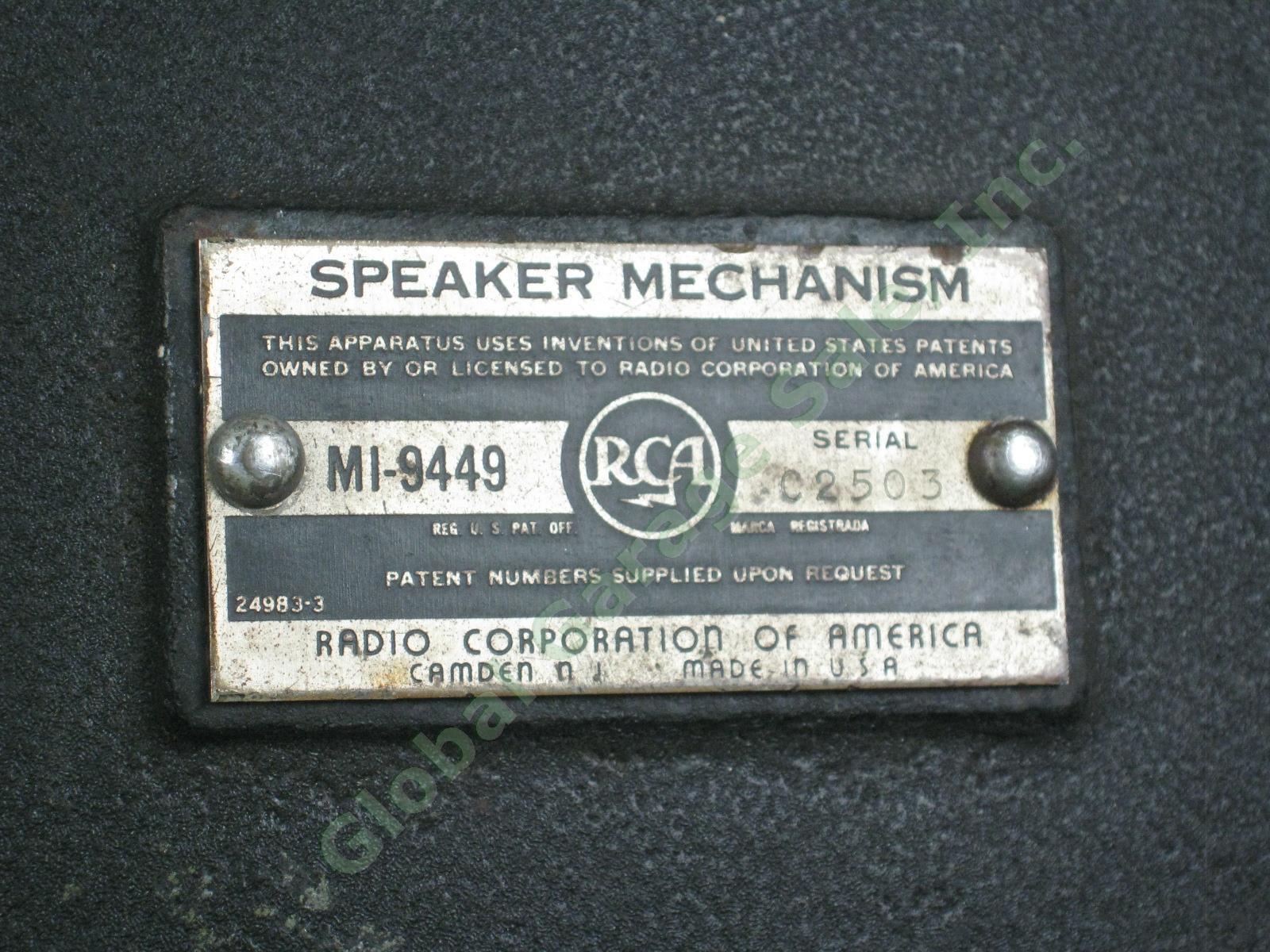 Vtg 15" RCA MI-9449 Theatre Woofer Speaker Bass Horn Driver Serial C2503 Tested 2