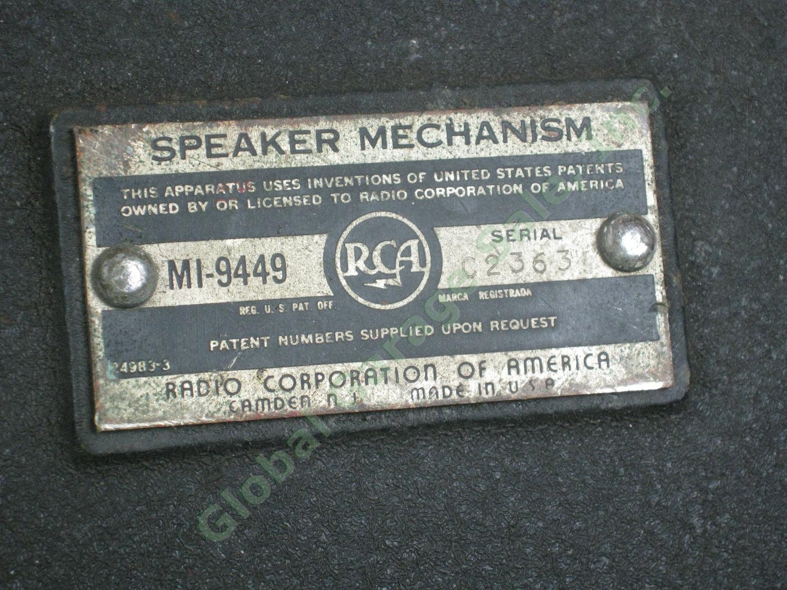 Vtg 15" RCA MI-9449 Theatre Woofer Speaker Bass Horn Driver Serial C2363 Tested 2