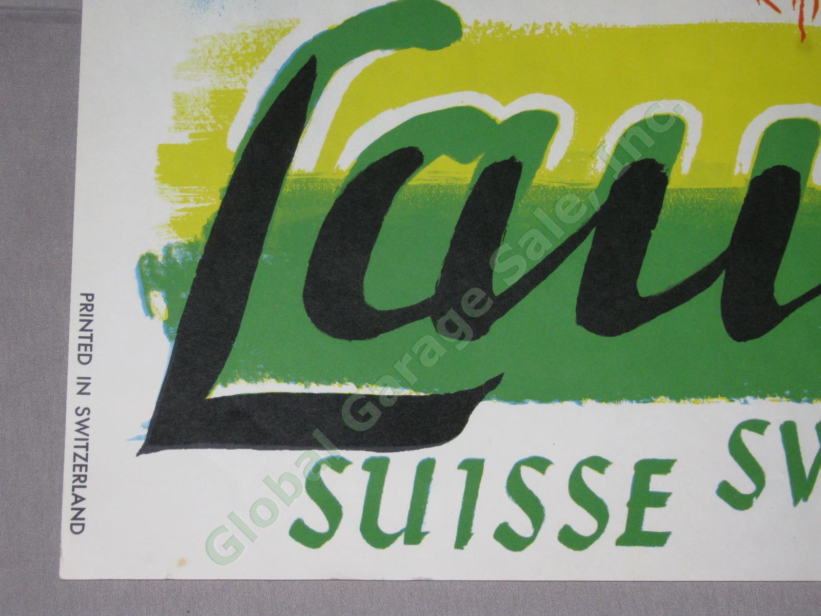 Vtg 1950s Lausanne Switzerland Swiss Travel Poster Percy Drake Brookshaw NO RES! 5