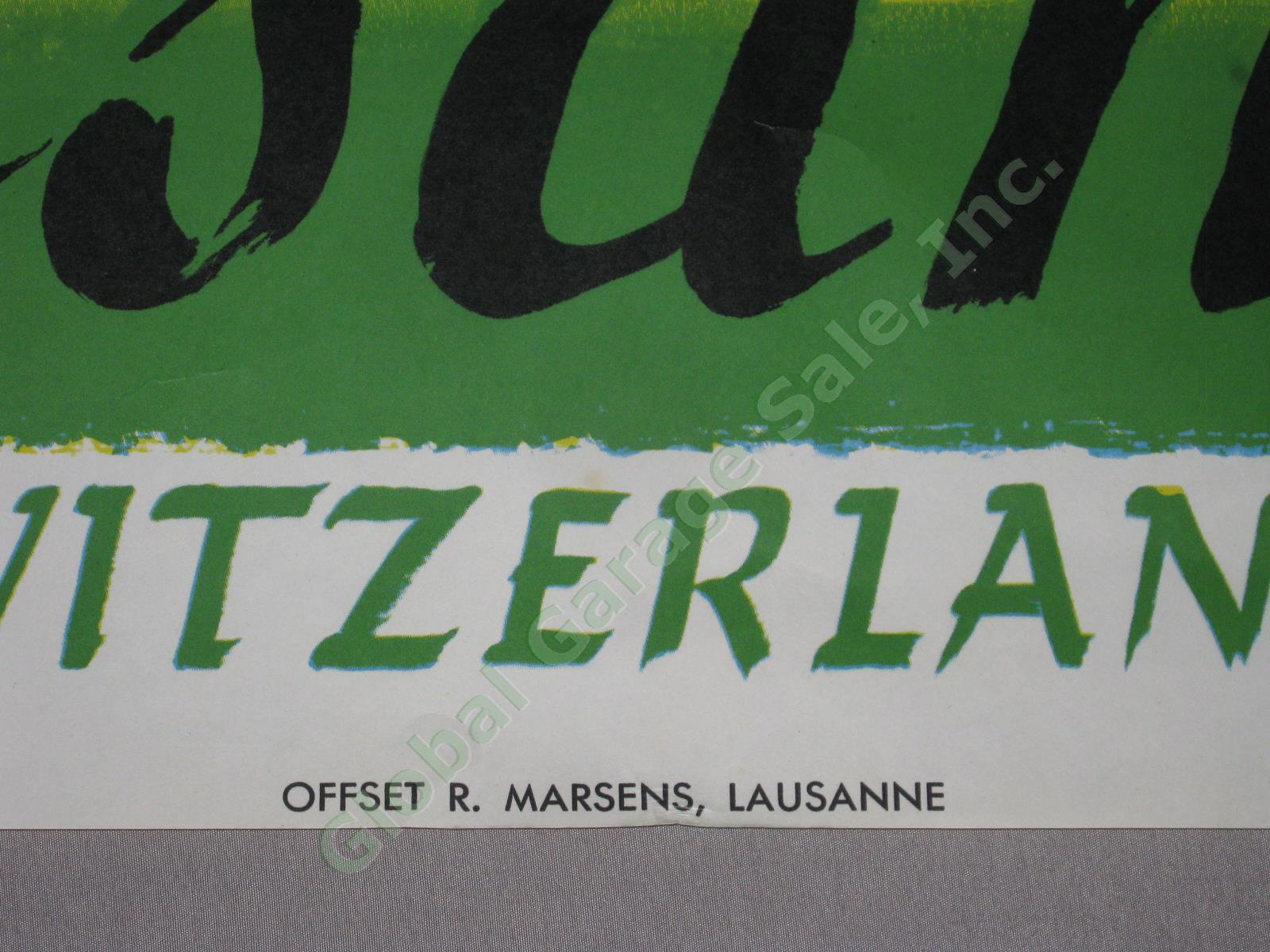 Vtg 1950s Lausanne Switzerland Swiss Travel Poster Percy Drake Brookshaw NO RES! 7