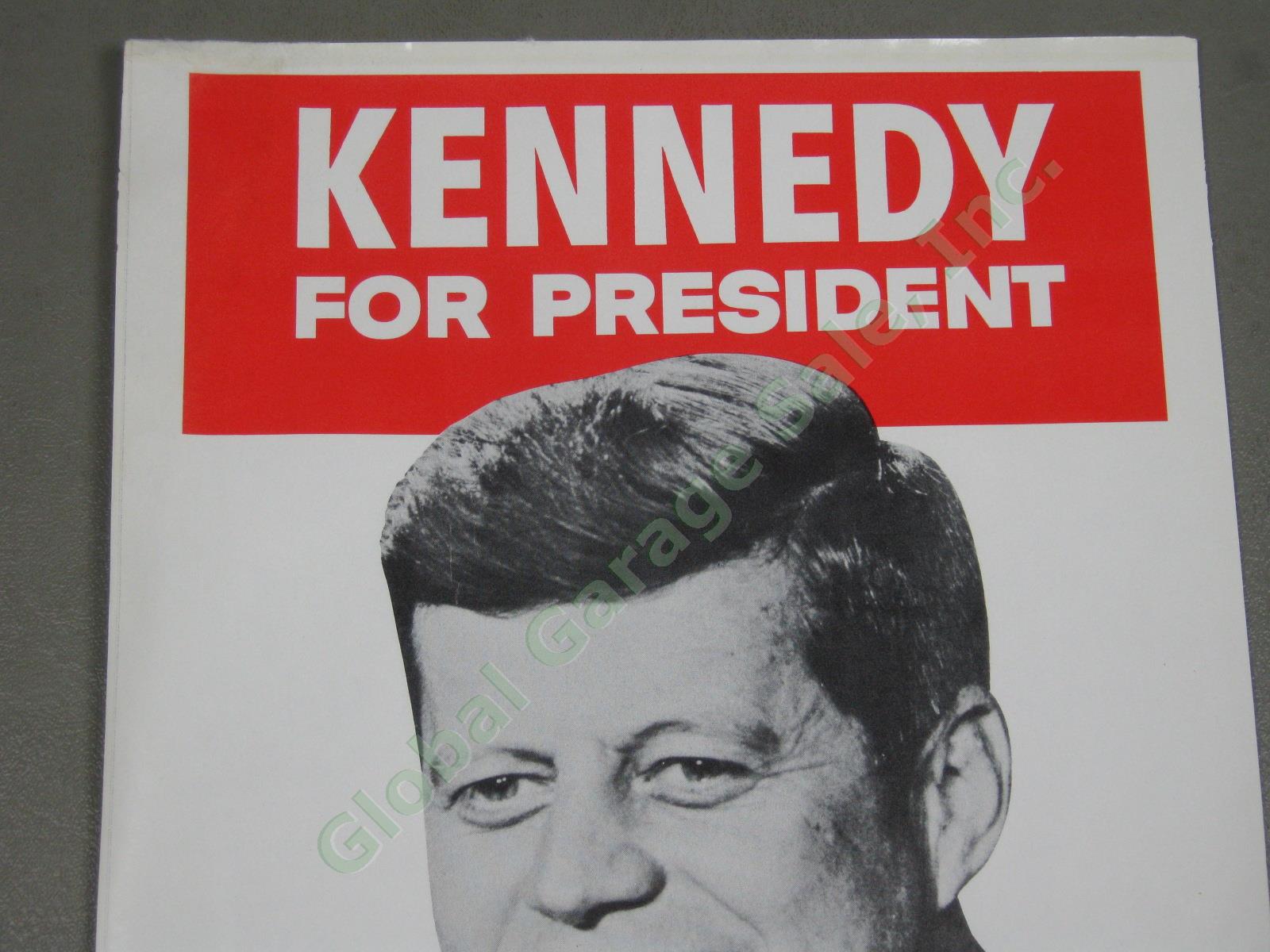 Vtg Original 1960 JFK John F Kennedy Vote Democratic Campaign Window Poster NR! 1