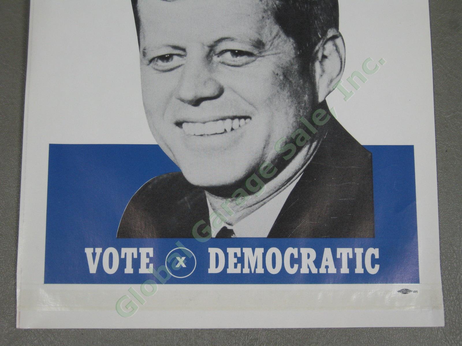 Vtg Original 1960 JFK John F Kennedy Vote Democratic Campaign Window Poster NR! 2