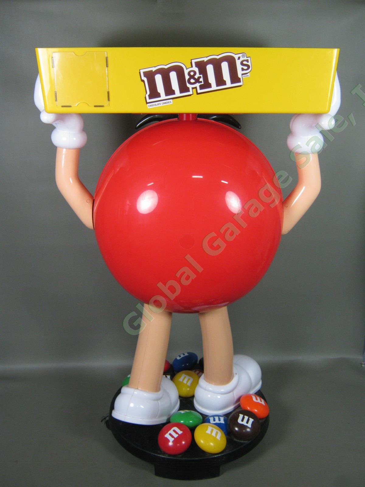 2012 Mars Red M&M Candy Rolling 3-Ft+ Retail Store Display + Yellow Tray &Wheels 2