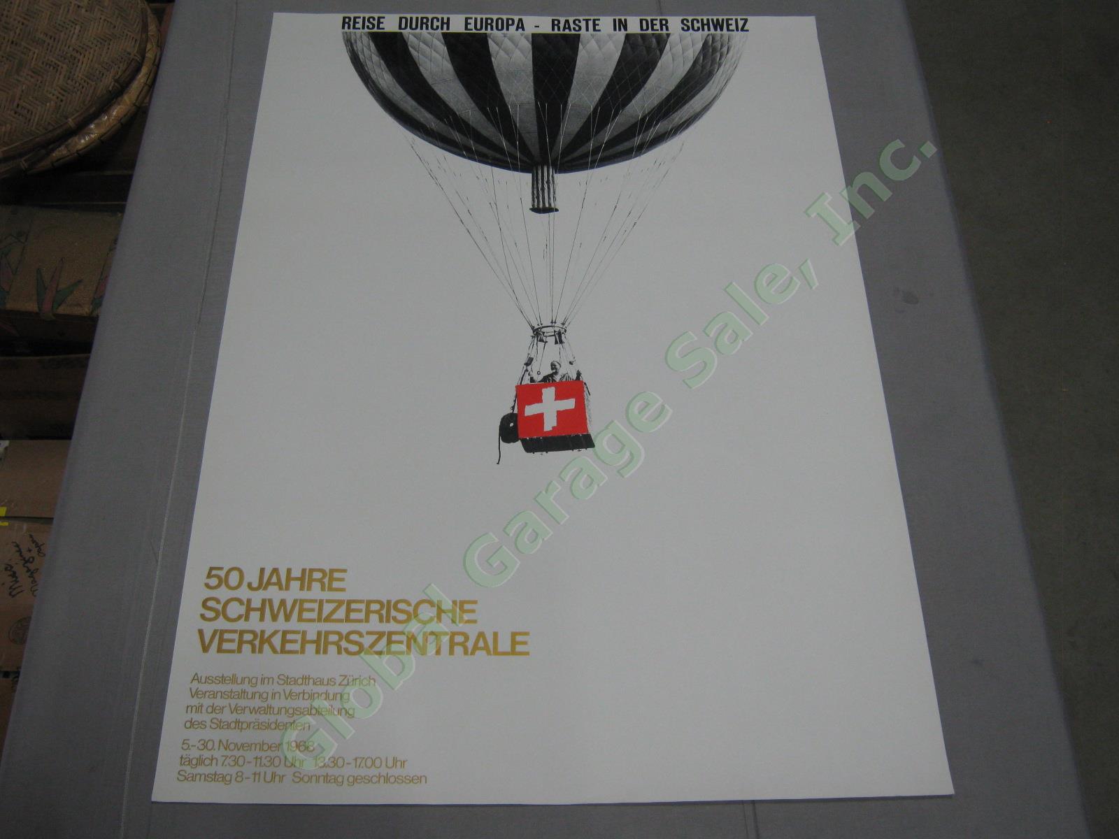 Vtg Original 1968 Swiss Travel Poster Hot Air Balloon Kuchler Hans 35"x50" NR!