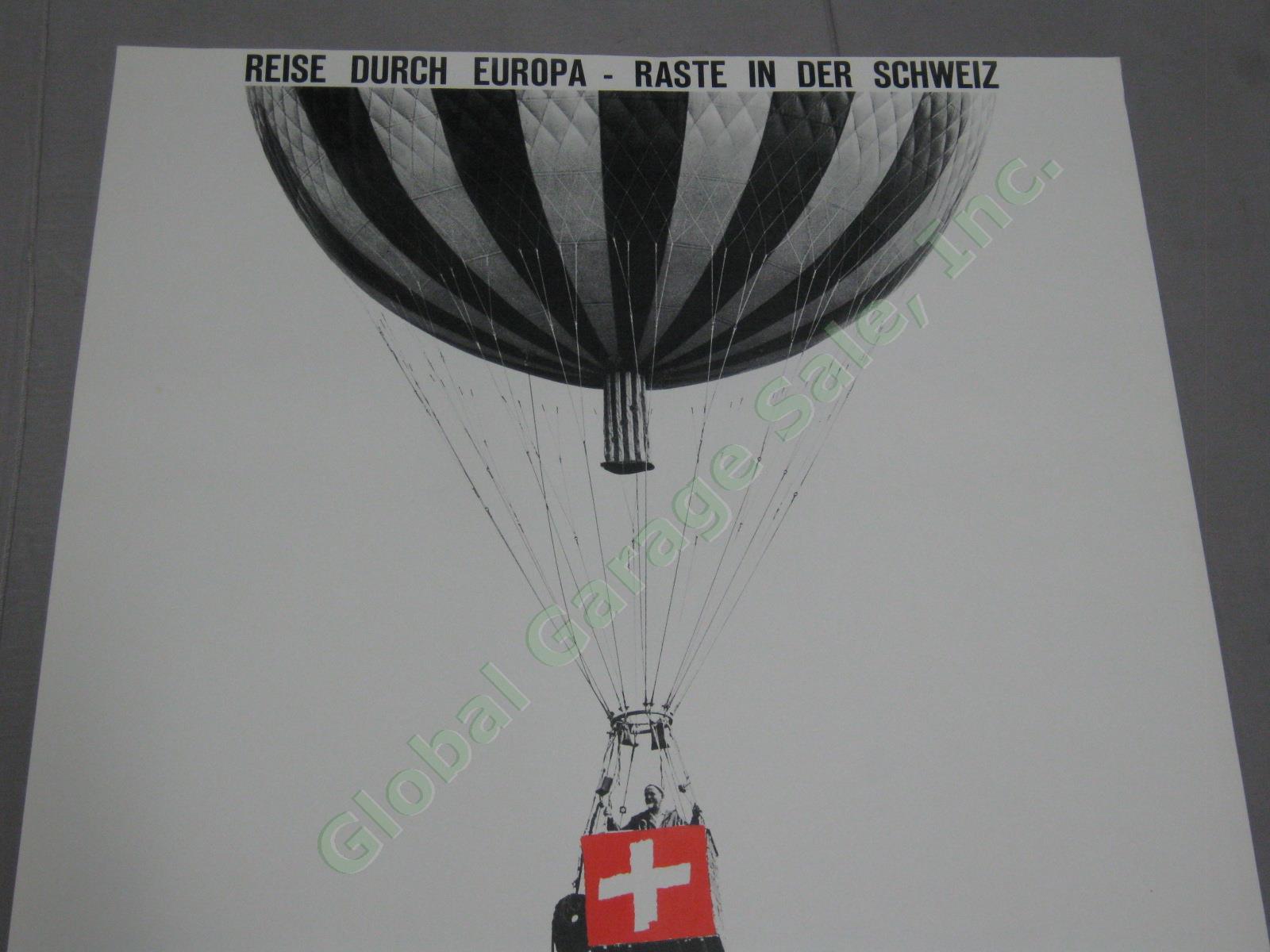 Vtg Original 1968 Swiss Travel Poster Hot Air Balloon Kuchler Hans 35"x50" NR! 1