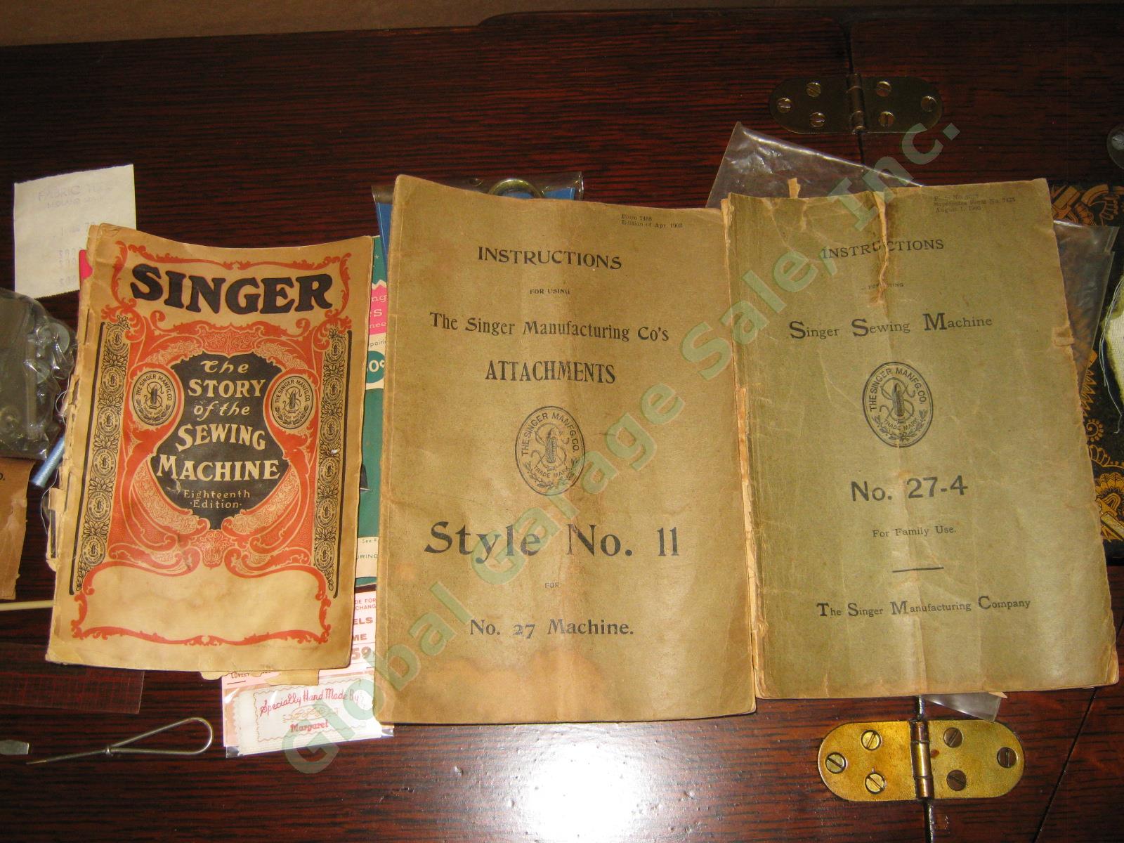 Vtg Antique 1903 Singer 27-4 Treadle Sewing Machine Cabinet K1106472 Puzzle Box 2