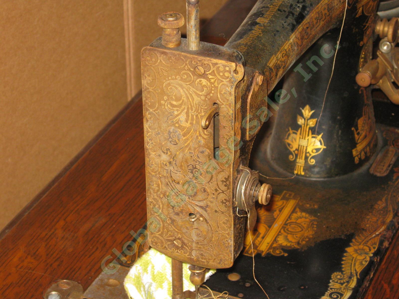 Vtg Antique 1903 Singer 27-4 Treadle Sewing Machine Cabinet K1106472 Puzzle Box 6