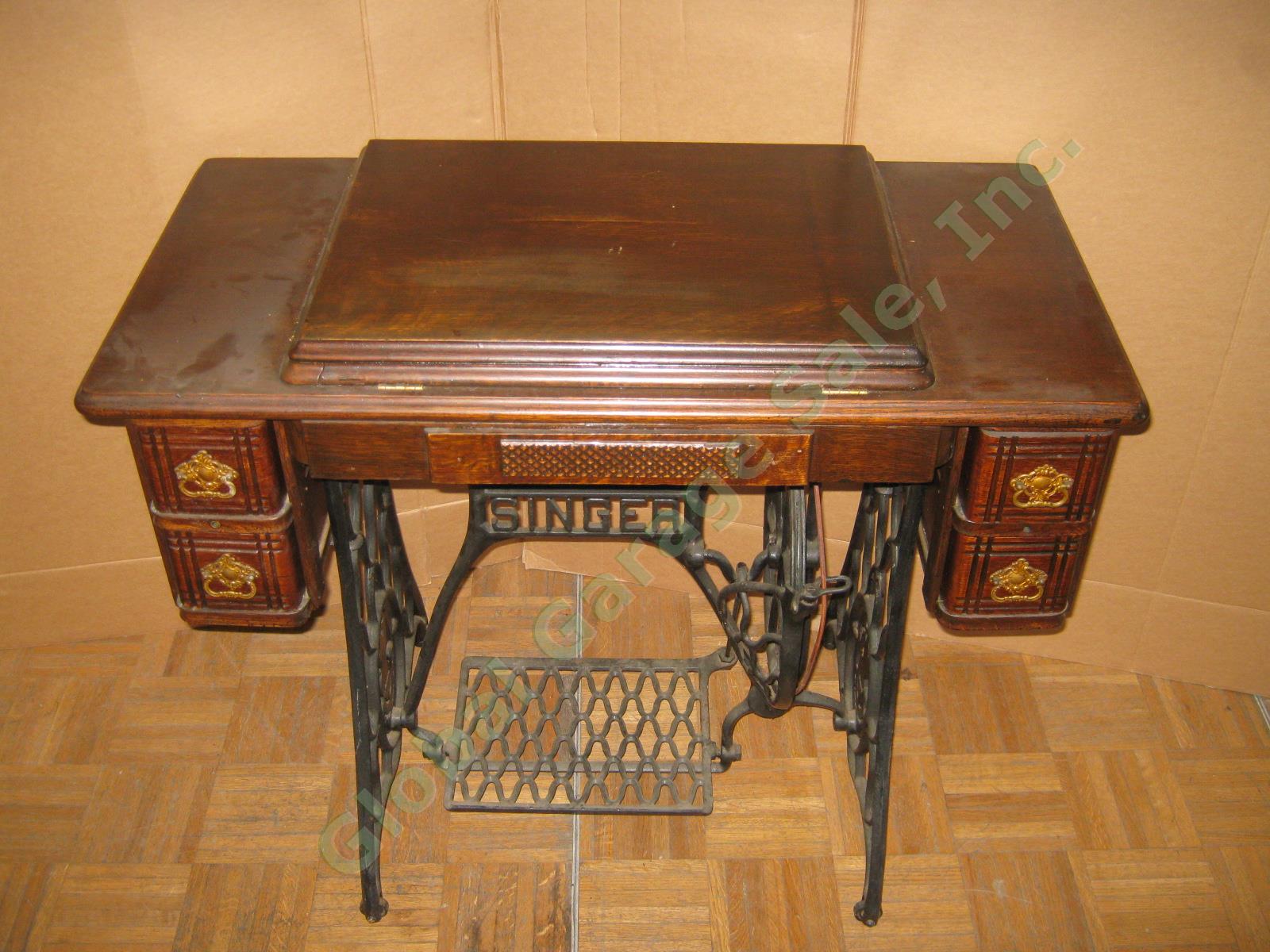Vtg Antique 1903 Singer 27-4 Treadle Sewing Machine Cabinet K1106472 Puzzle Box 8
