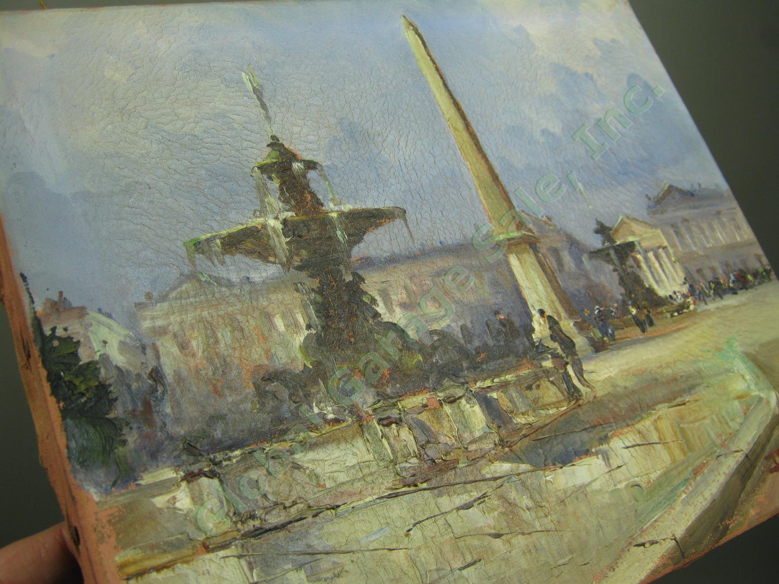 Vtg Original Signed Oil Painting Canvas J Julien Julian Brosius Fountain Obelisk 3