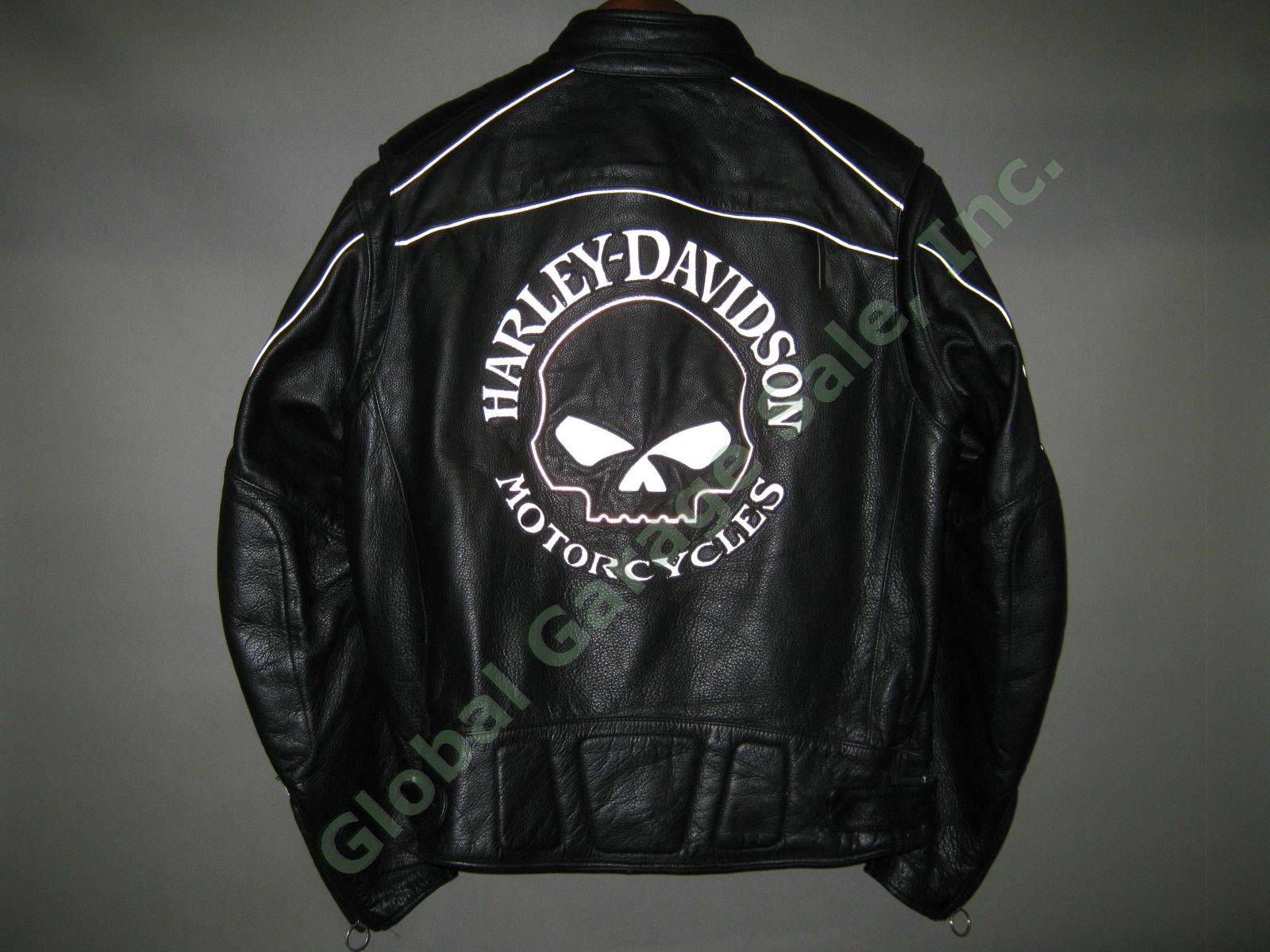 Men Harley Davidson Reflective Willie G Skull Black Leather Jacket 98099-07VM XL
