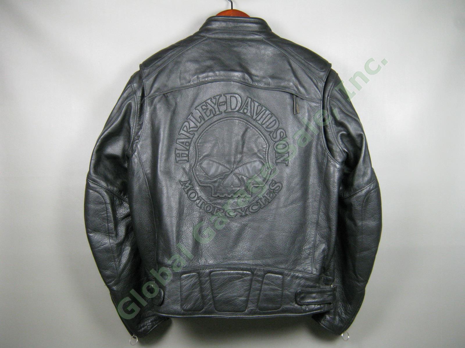 Men Harley Davidson Reflective Willie G Skull Black Leather Jacket 98099-07VM XL 2