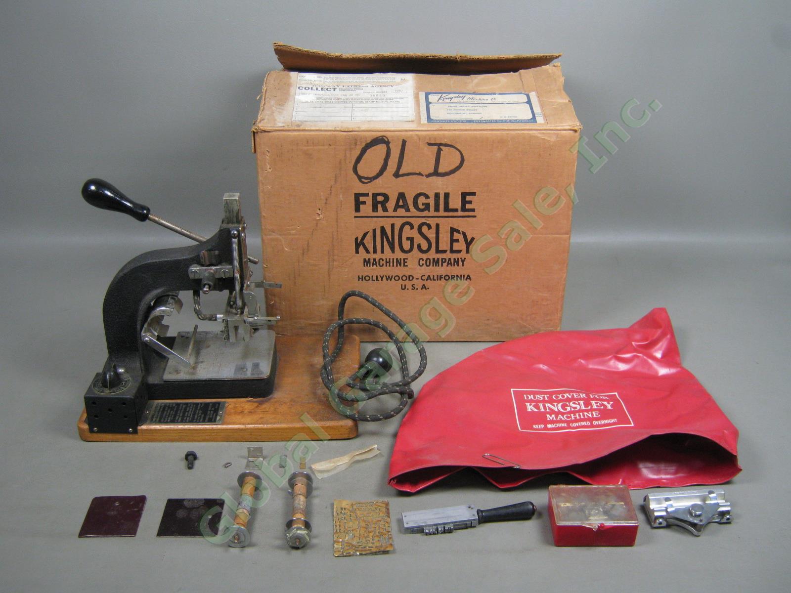 Vtg Antique Kingsley Multi-Line Hot Gold Foil Type Stamping Machine 36882 W/ Box