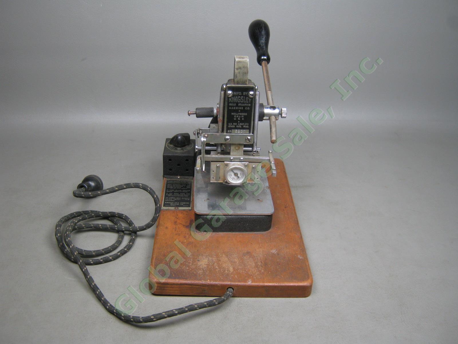 Vtg Antique Kingsley Multi-Line Hot Gold Foil Type Stamping Machine 36882 W/ Box 1
