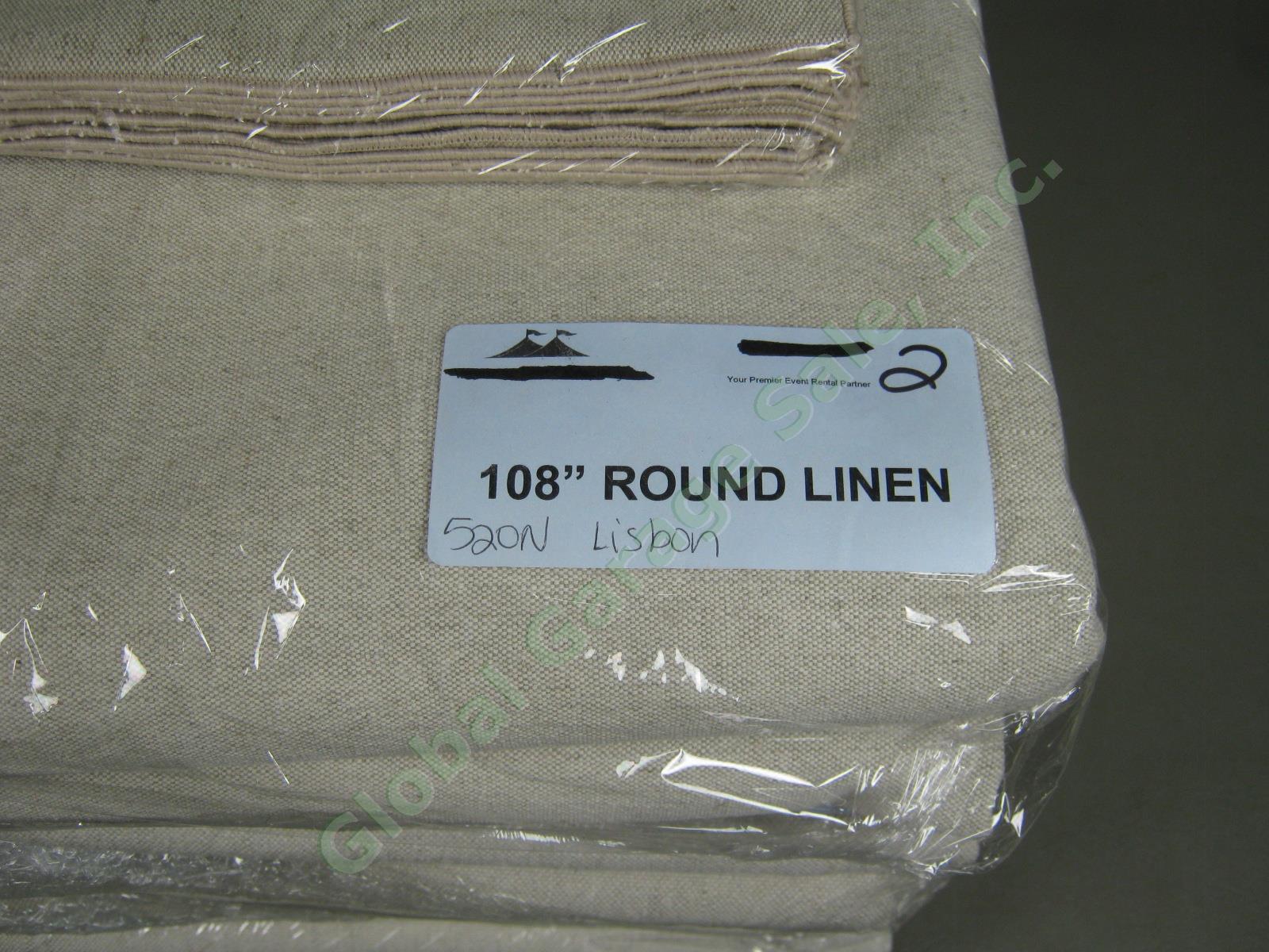 8 Oatmeal Light Brown Tan Beige 108" Round Tablecloth Linens + 25 Napkins Lot NR 1