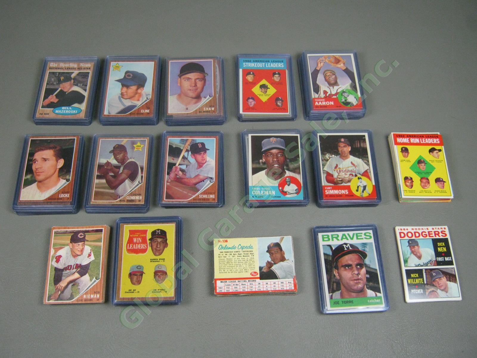 160 Vtg 1961 1962 1963 Topps Baseball Card Lot w/ RBI Home Run Leaders + VG-EX