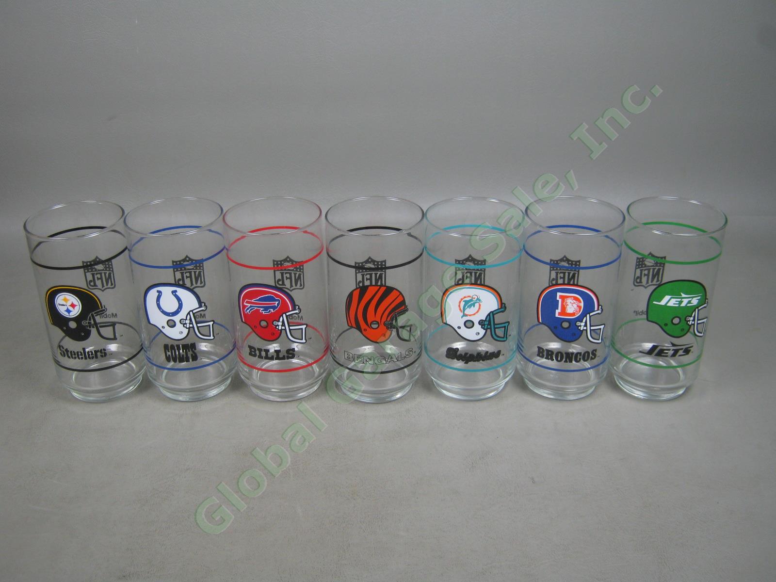 Complete Set 28 Vtg 1988 Mobil Oil NFL NFC AFC Football Promo Cooler Glasses Lot 3