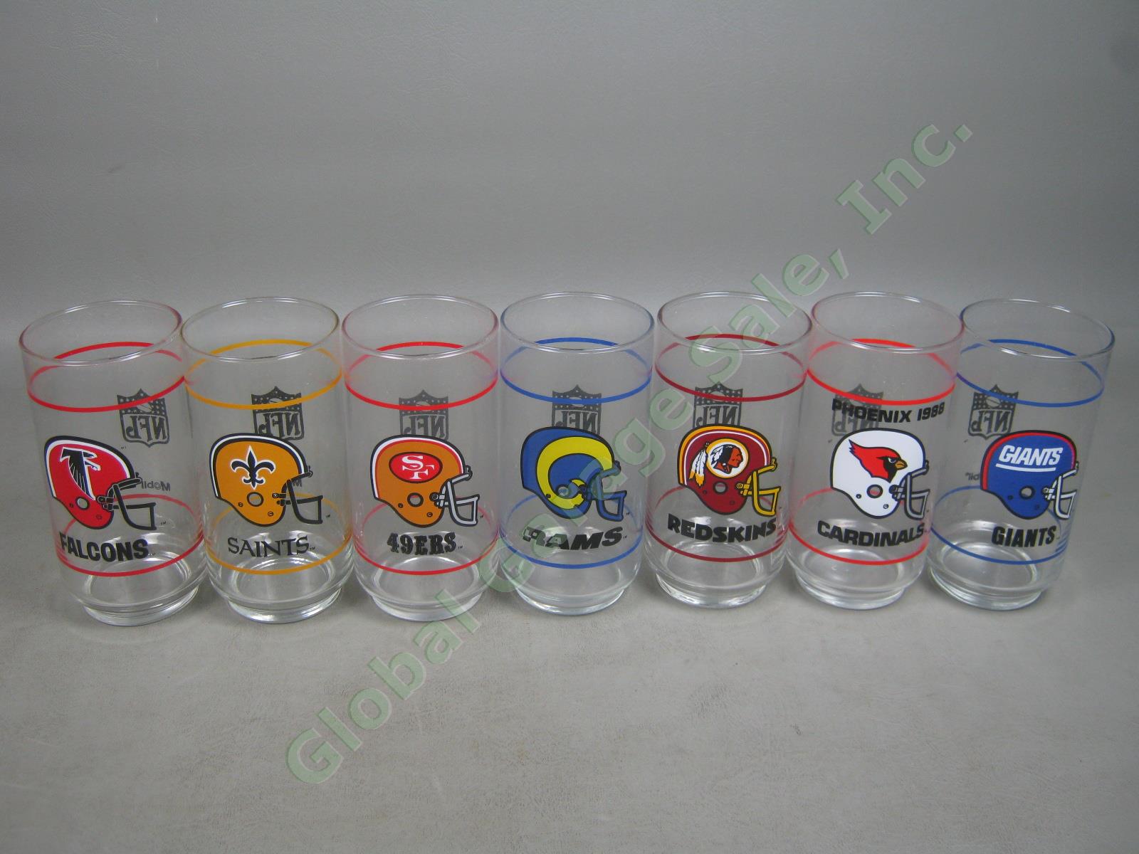 Complete Set 28 Vtg 1988 Mobil Oil NFL NFC AFC Football Promo Cooler Glasses Lot 6