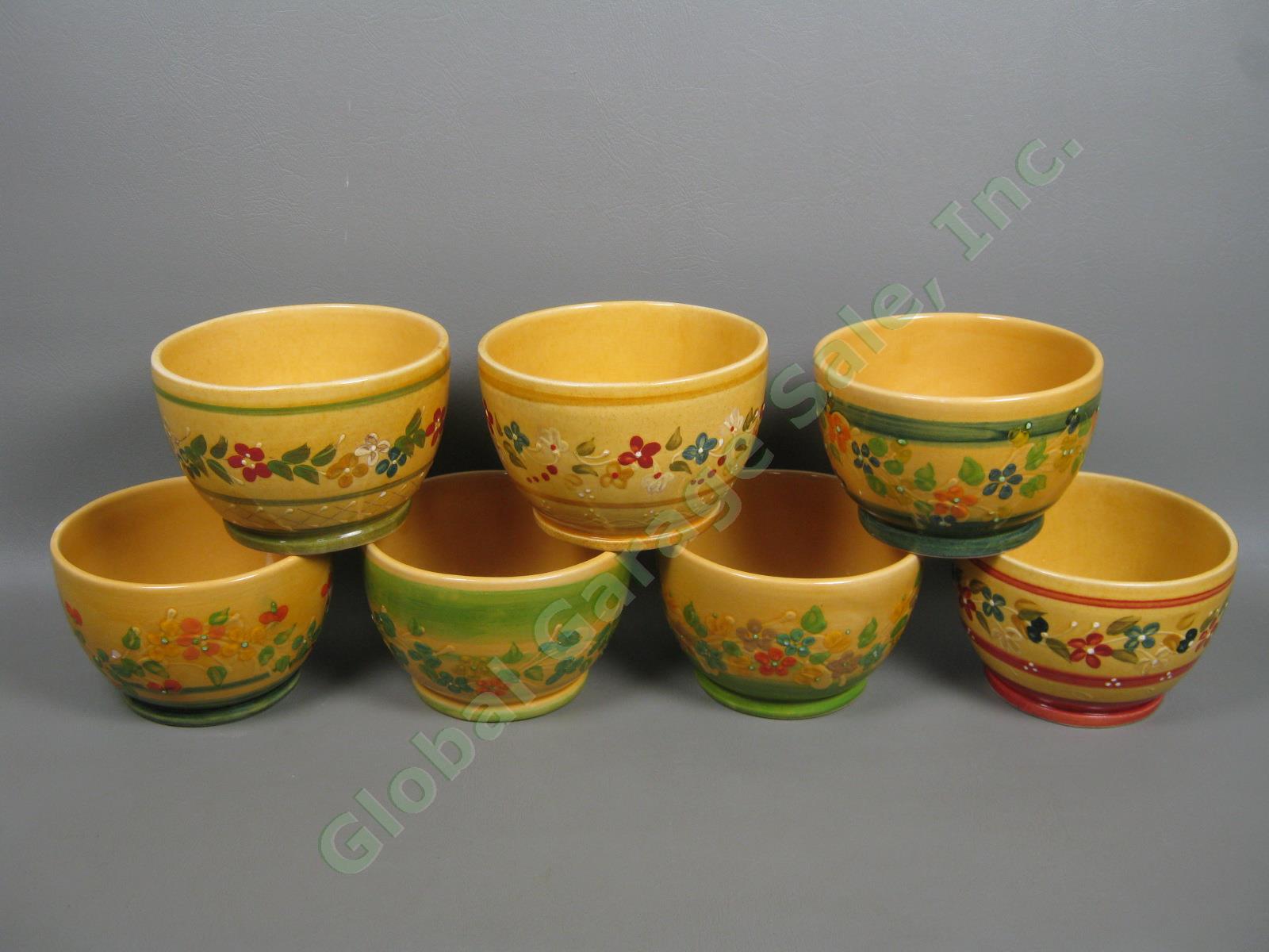7 Souleo Terre E Provence Yellow Glazed French Pottery Bowl Lot Set 5.25" x 3.5"
