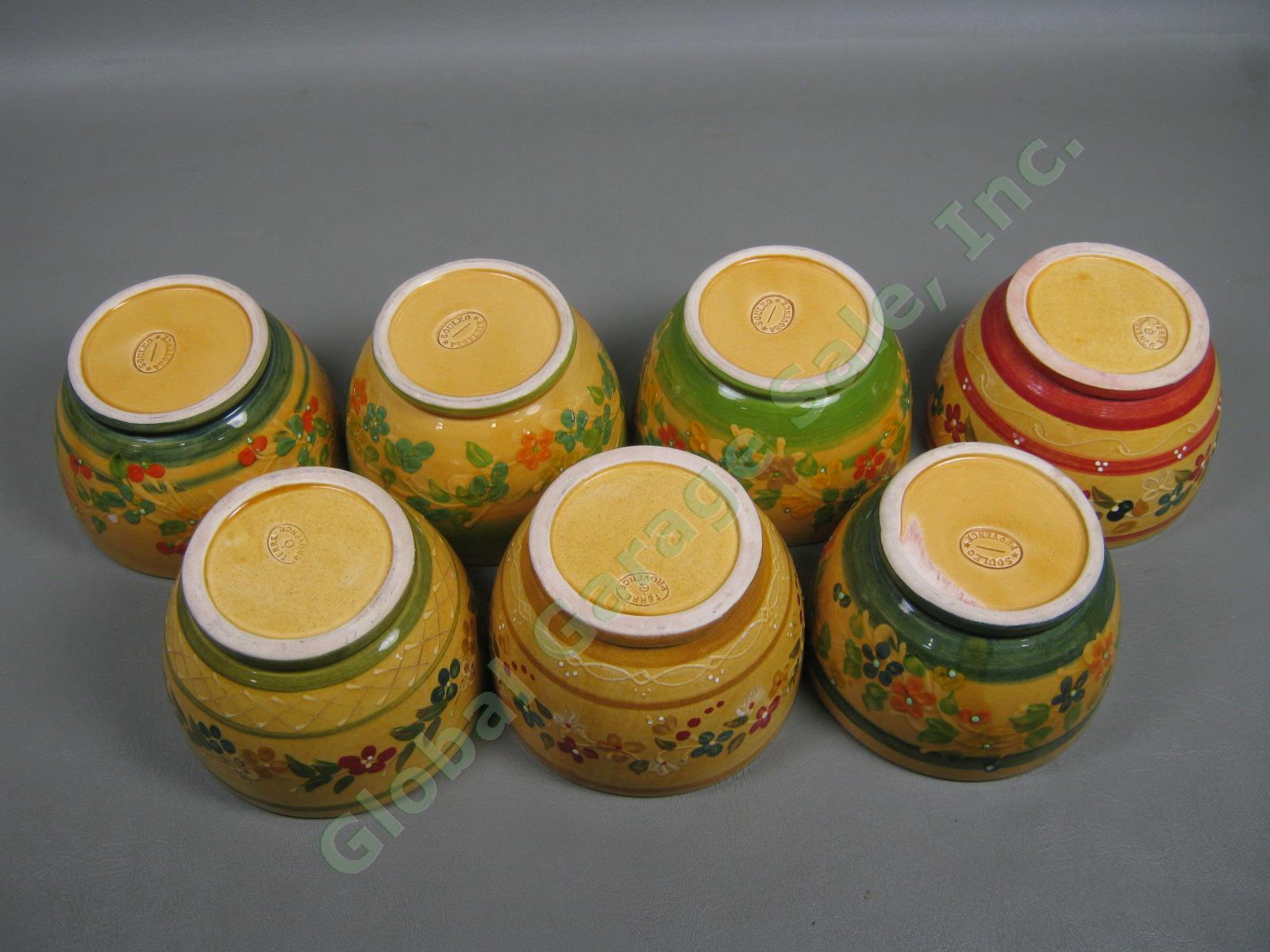 7 Souleo Terre E Provence Yellow Glazed French Pottery Bowl Lot Set 5.25" x 3.5" 1
