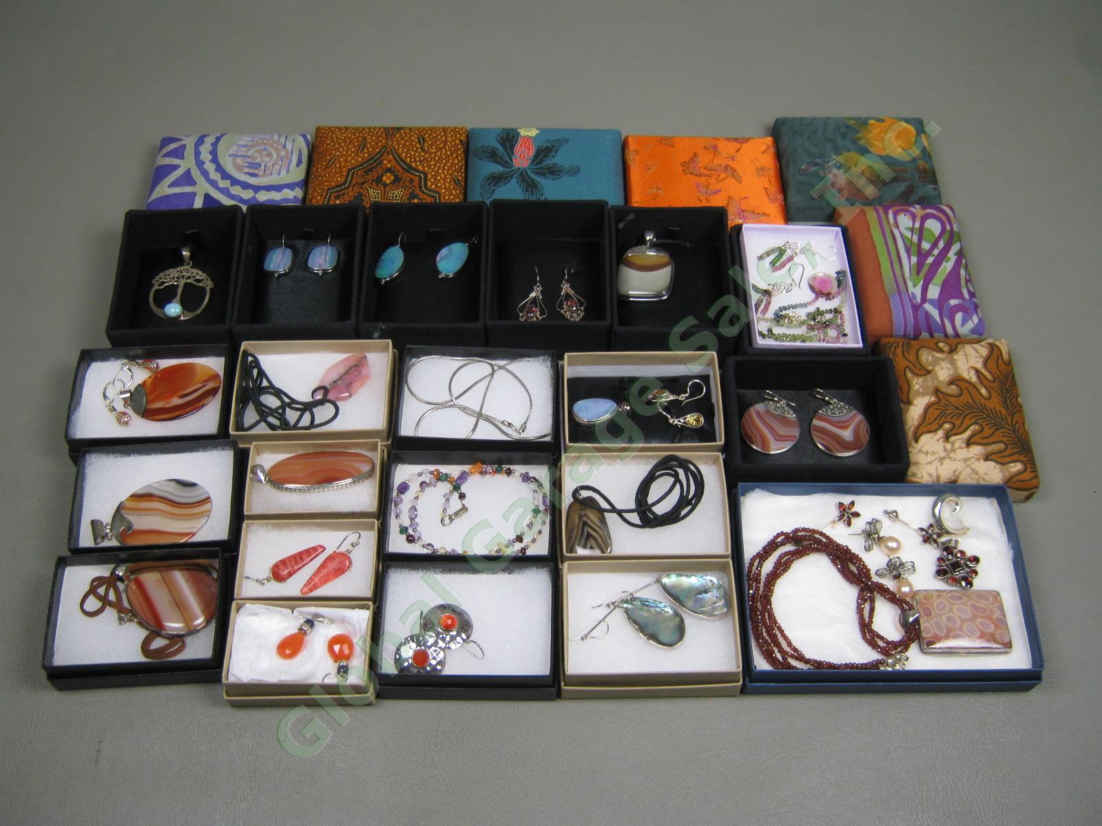 HUGE NEW JEWELRY LOT Sterling Silver Pendant Necklace Earring Agate Opal Pearl +