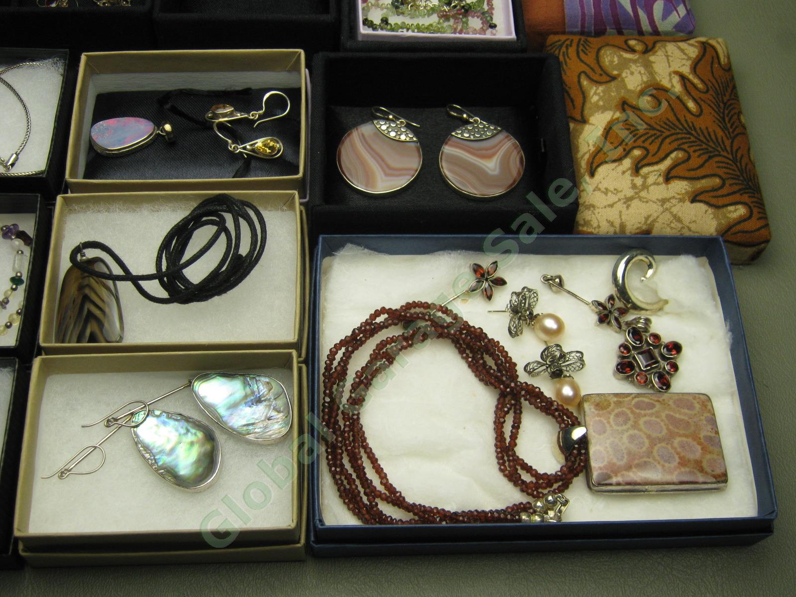 HUGE NEW JEWELRY LOT Sterling Silver Pendant Necklace Earring Agate Opal Pearl + 2
