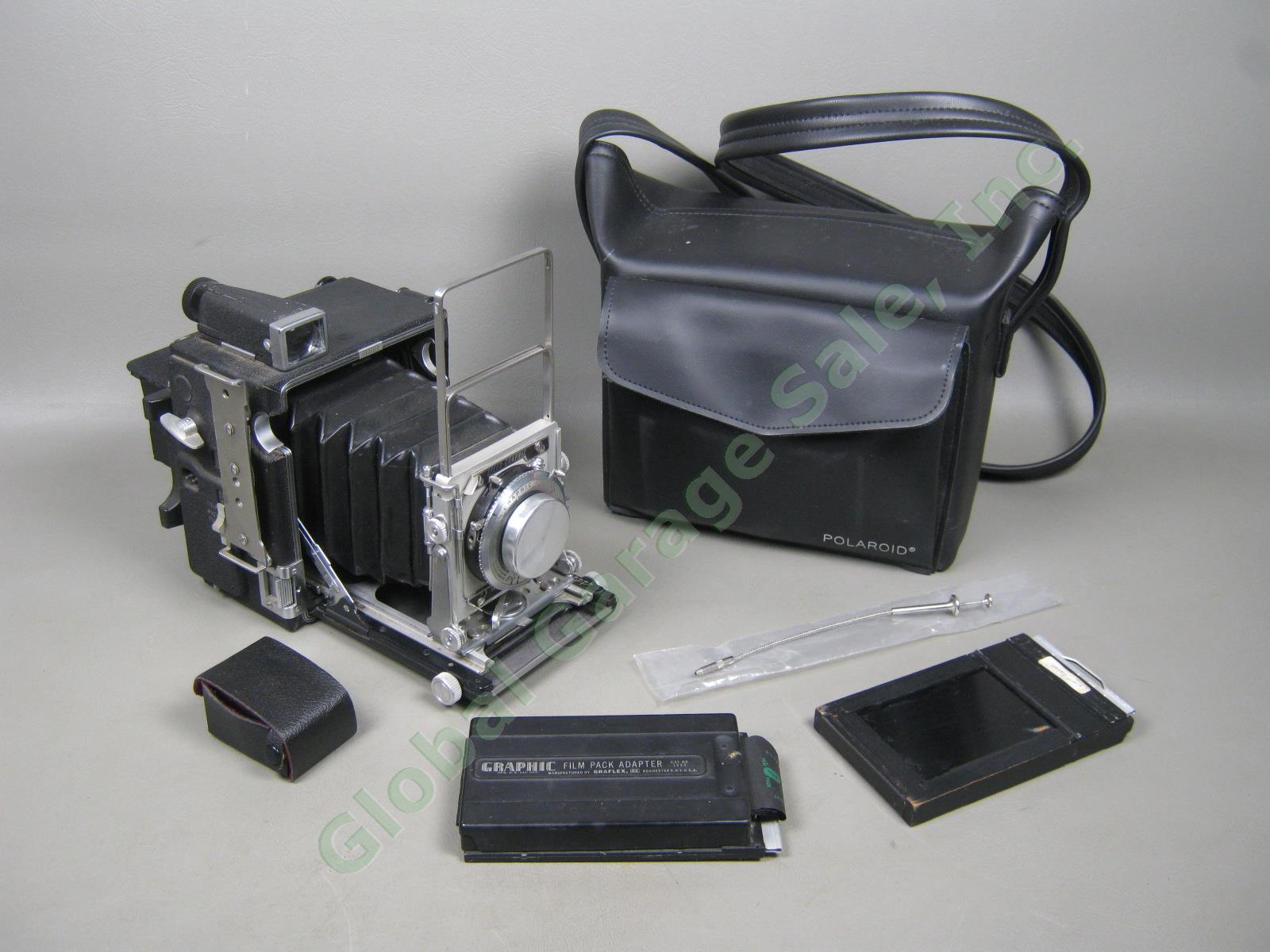 Vtg Graflex Speed Graphic Large Format Camera Kodak Ektar 3.7 105mm Lens Bundle