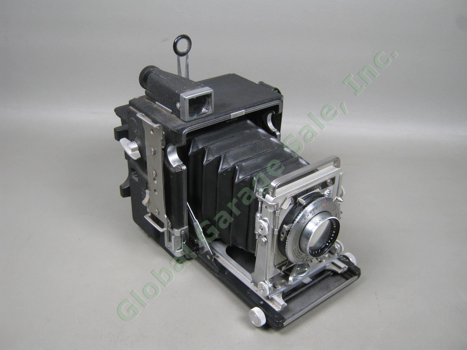 Vtg Graflex Speed Graphic Large Format Camera Kodak Ektar 3.7 105mm Lens Bundle 2