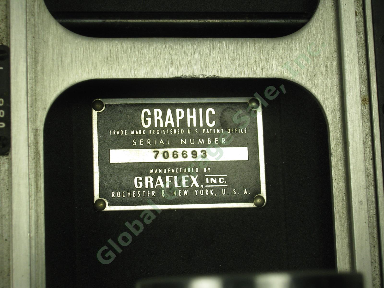 Vtg Graflex Speed Graphic Large Format Camera Kodak Ektar 3.7 105mm Lens Bundle 8