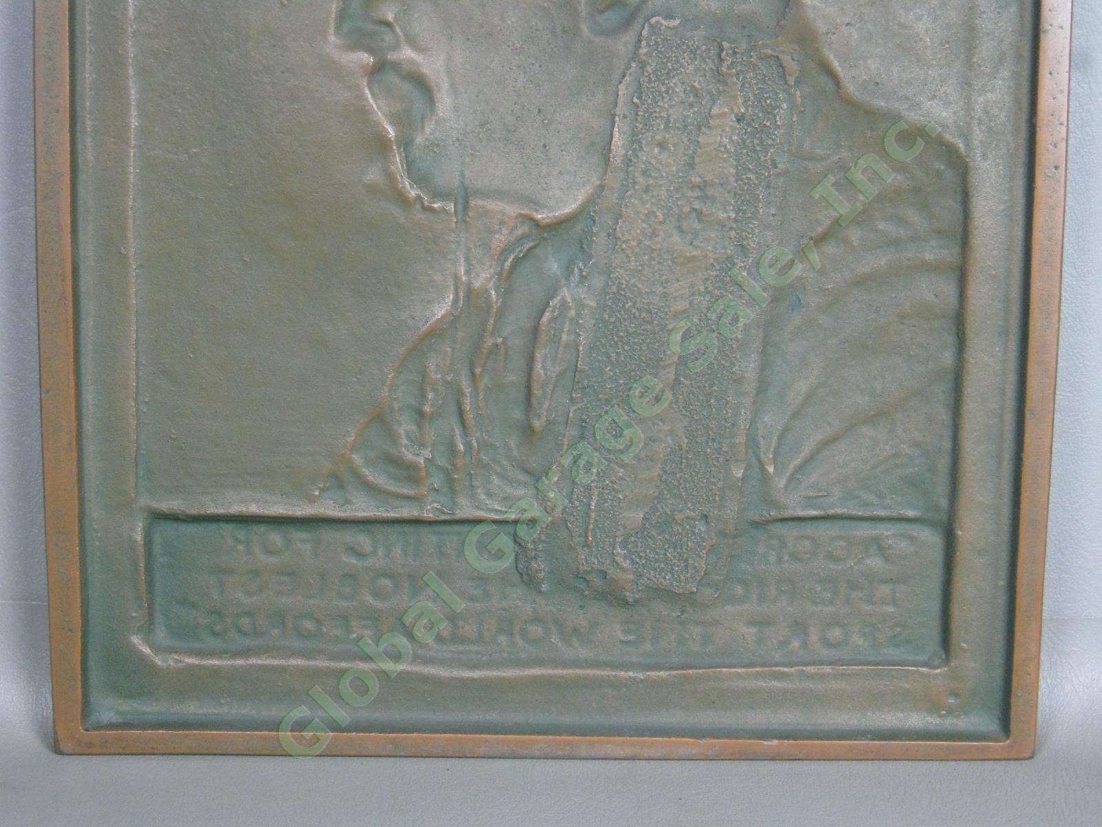 Antique 1920 Theodore Teddy Roosevelt Bronze Bas Relief James Fraser Plaque EXC! 10
