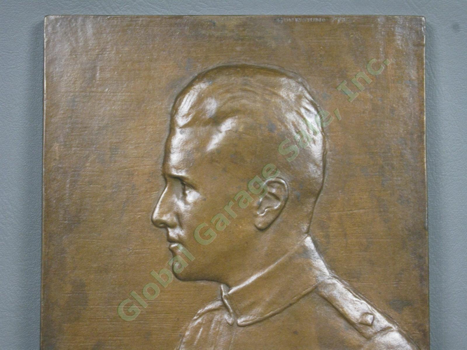 RARE Orig 1918 WWI Briggs Adams USA Pilot RFC Bas Relief Bronze Portrait Plaque 2