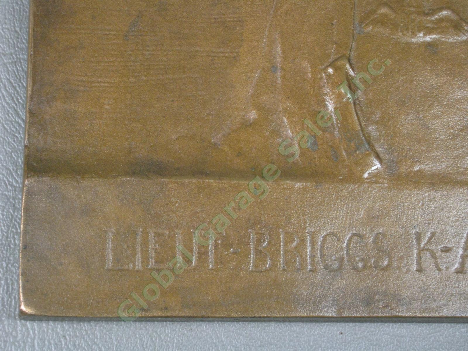 RARE Orig 1918 WWI Briggs Adams USA Pilot RFC Bas Relief Bronze Portrait Plaque 7