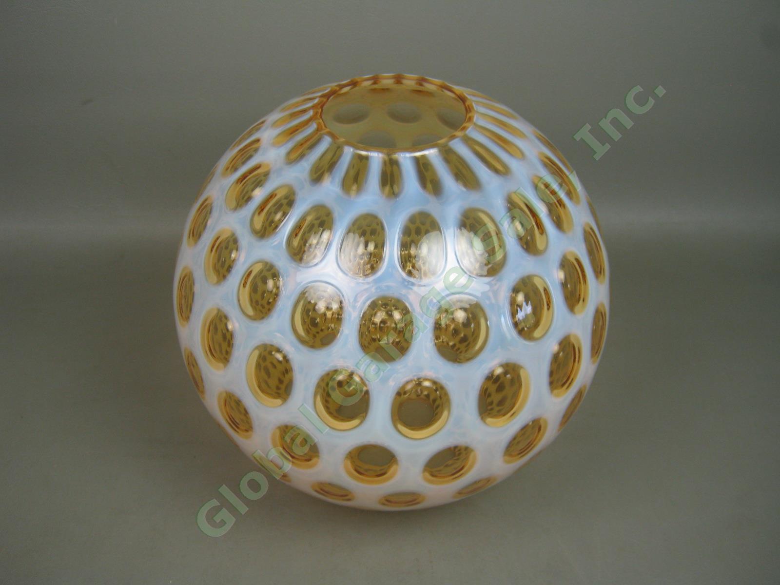 10" Fenton Honeysuckle Opalescent Coin Dot Gone With The Wind GWTW Lamp Globe NR